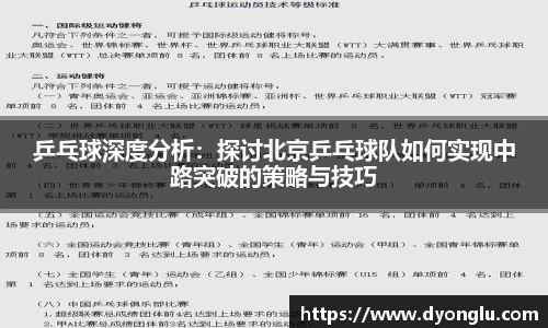 乒乓球深度分析：探讨北京乒乓球队如何实现中路突破的策略与技巧