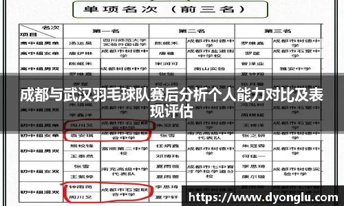 成都与武汉羽毛球队赛后分析个人能力对比及表现评估
